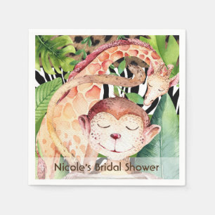Jungle Monkey & Giraffe Baby Shower Party Custom Napkin