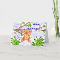 Jungle monkey kid birthday card