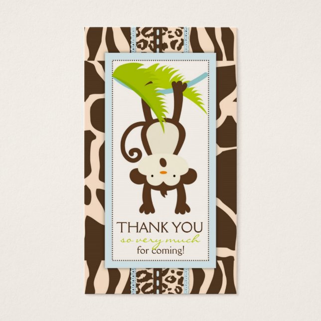 Jungle Monkey Thank You Gift Tag (Front)