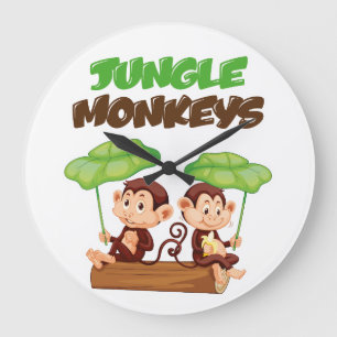JUNGLE MONKEYS LARGE CLOCK