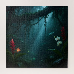 Jungle Night Flowers Jigsaw Puzzle