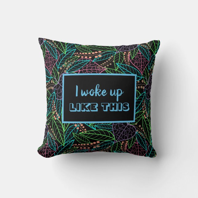 jungle of colourful glowing leaves pillow (Front)