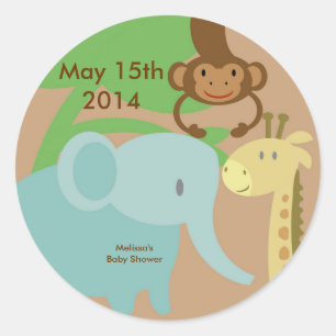 Jungle or Zoo Stickers for baby shower gift bags