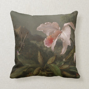 Jungle Orchids and Hummingbirds Throw Pillow