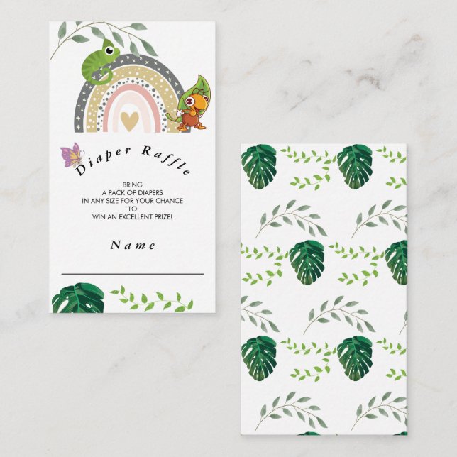 Jungle Over The Rain Baby Shower Diaper Raffle Enclosure Card (Front/Back)