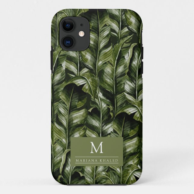 Jungle palm leaves rainforest flowers  green Case-Mate iPhone case (Back)