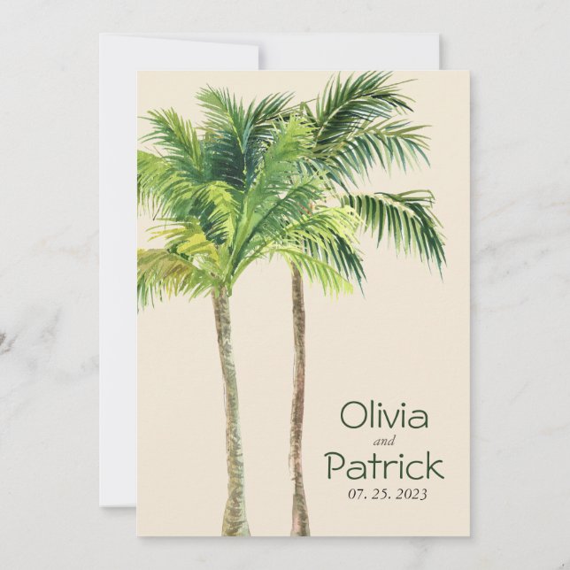 Jungle palmier aquarelle tropicale invitation (Dos)