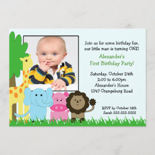 Jungle Pals Photo Birthday Invitation