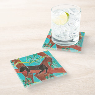 Jungle Panther Original Abstract Art Glass Coaster