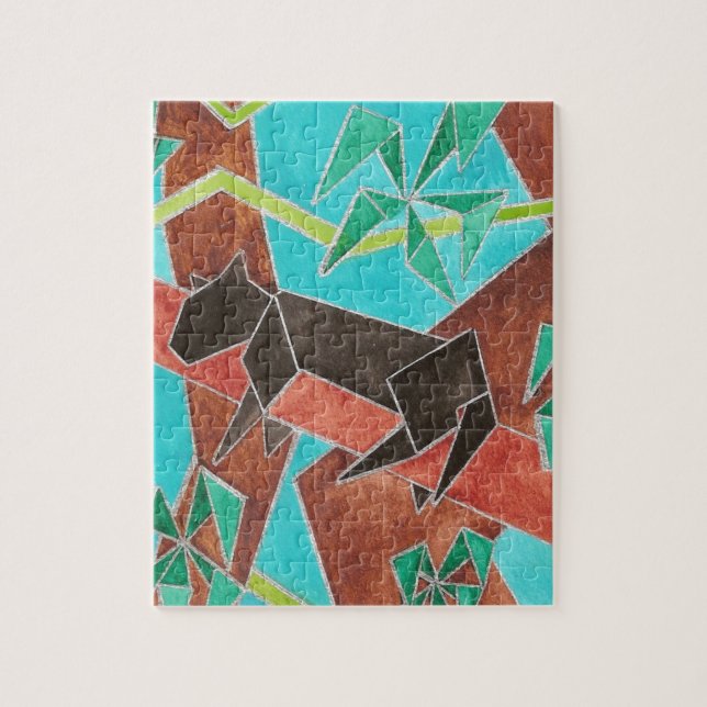 Jungle Panther Original Abstract Art Jigsaw Puzzle (Vertical)