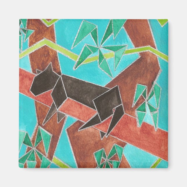 Jungle Panther Original Abstract Art Magnet (Front)