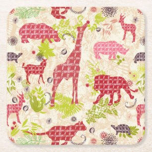 Jungle paradise square paper coaster