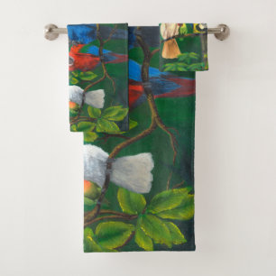 Jungle Parrots Tropical Forest Towels