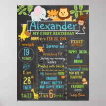 Jungle Party first birthday sign poster 3