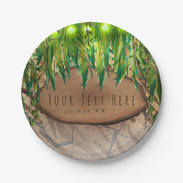 JUNGLE PARTY Leaves & Animal Print Custom Birthday Paper Plate (Front)