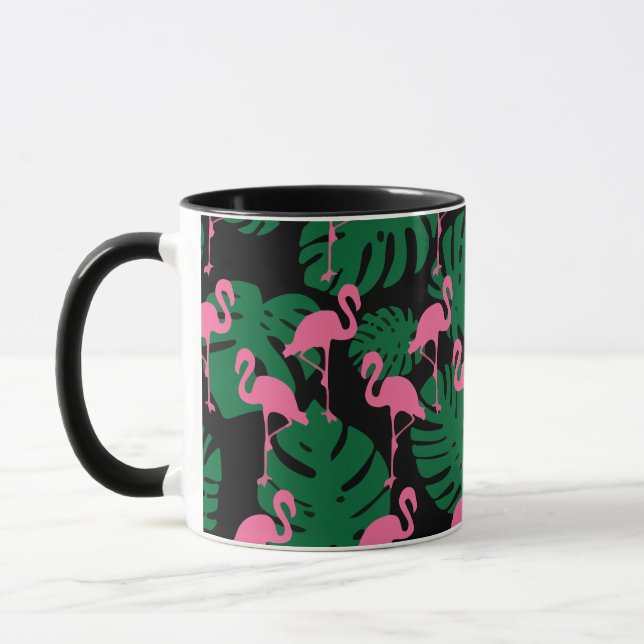 Jungle Pattern Flamingos Mug (Left)