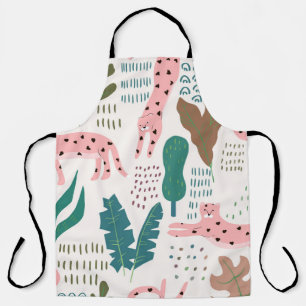 Jungle pattern, leopard print, vintage. apron