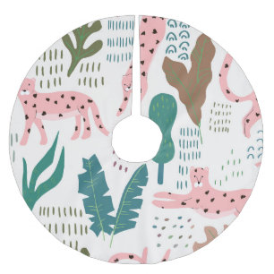 Jungle pattern, leopard print, vintage. brushed polyester tree skirt