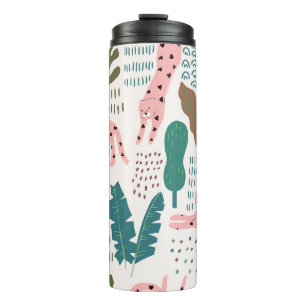 Jungle pattern, leopard print, vintage. thermal tumbler