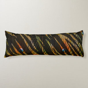 Jungle Pattern Zebra Stripes and Peacock Feathers Body Pillow