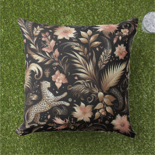 Jungle Pink and Black Leopard  Outdoor Pillow