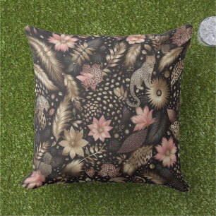 Jungle Pink, Gold and Black Leopard  Outdoor Pillow