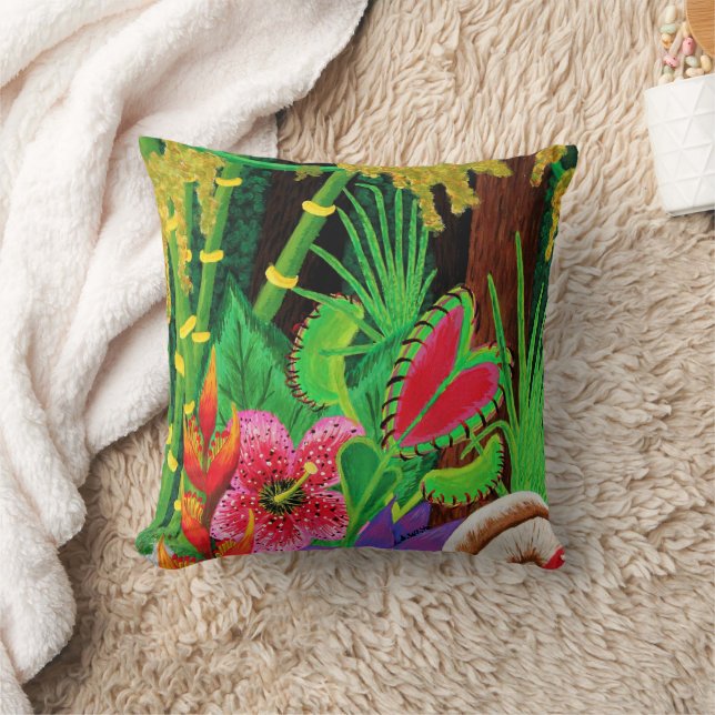 Jungle Plants Throw Pillow (Blanket)