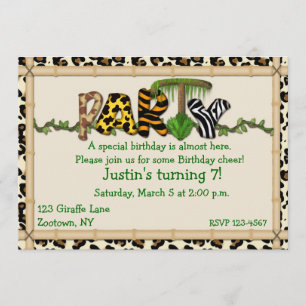 Jungle Print Birthday Party Invitation