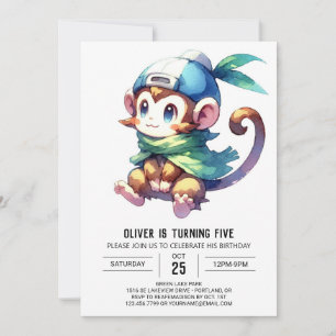 Jungle Printable Monkey Birthday Invitation