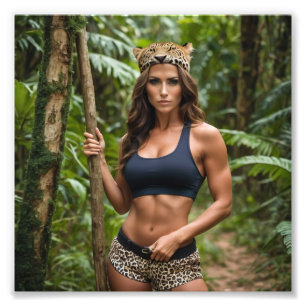 Jungle Queen FBB Striking a Pose in Leopard Skin Photo Print