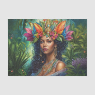 Jungle Queen Portrait African American Tropical  Tissue Paper