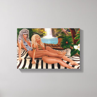JUNGLE QUEENS CATFIGHT CANVAS PRINT