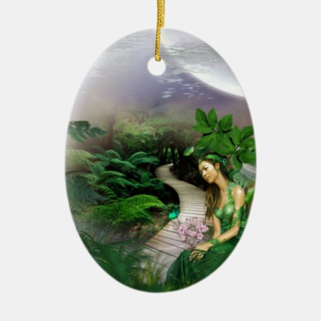 Jungle Reflection Ceramic Ornament (Front)
