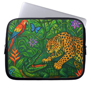 “Jungle Rivals” - Colourful Wildlife Portrait Laptop Sleeve