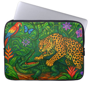 “Jungle Rivals” - Colourful Wildlife Portrait Laptop Sleeve