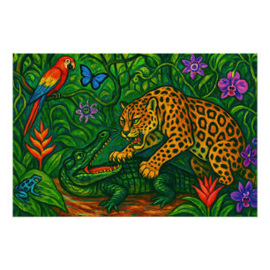 “Jungle Rivals” -  Colourful Wildlife Portrait Poster