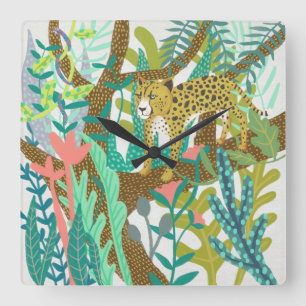 Jungle Roar - Cheetah Square Wall Clock