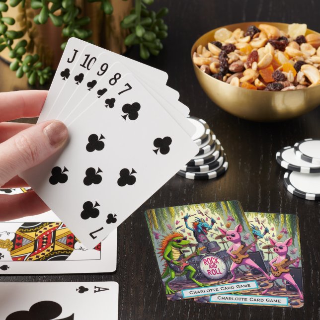 Jungle Rock Band Monogram Go Fish Game Playing Cards (In Situ)