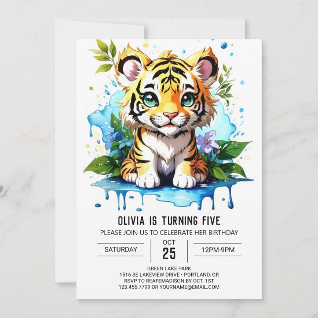 Jungle Rumble Tiger Boy Invitation Anniversaire (Devant)