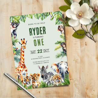 Jungle Safari 1st Birthday Invitation