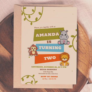 Jungle Safari 2ème anniversaire Invitation