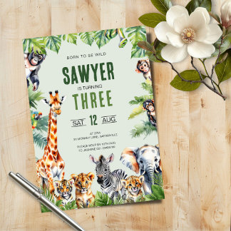 Jungle Safari 3rd Birthday Invitation