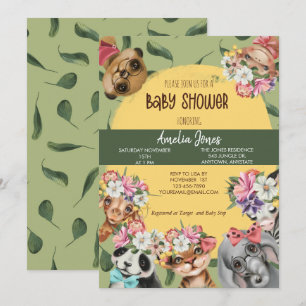 Jungle Safari Animal Baby Shower Invitation Postca