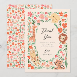 Jungle Safari Animal Baby Shower Thank You Card