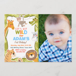 Jungle Safari Animal Birthday Party Invitation