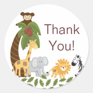 Jungle Safari Animal Neutral Baby Shower Classic Round Sticker