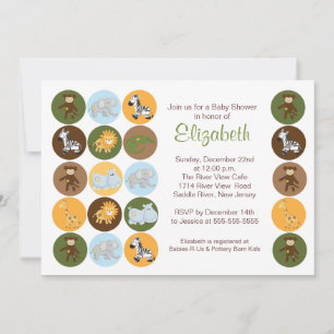 Jungle Safari Animal Neutral Baby Shower Invitation