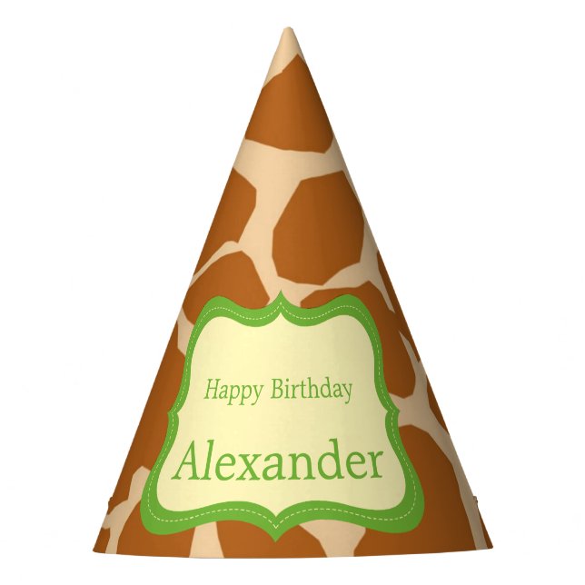 Jungle safari animal neutral gender birthday party hat (Front)