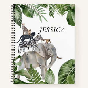 Jungle Safari Animal Personalized name Notebook