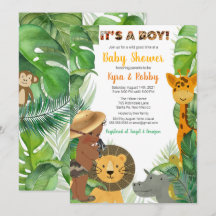 Jungle Safari Animals Baby Boy Shower